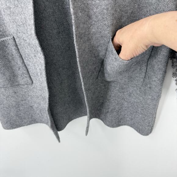 Frank Lyman Cardigan Sweater Size Large Gray Boucle knit Puff Cuffs Pockets - Picture 7 of 11